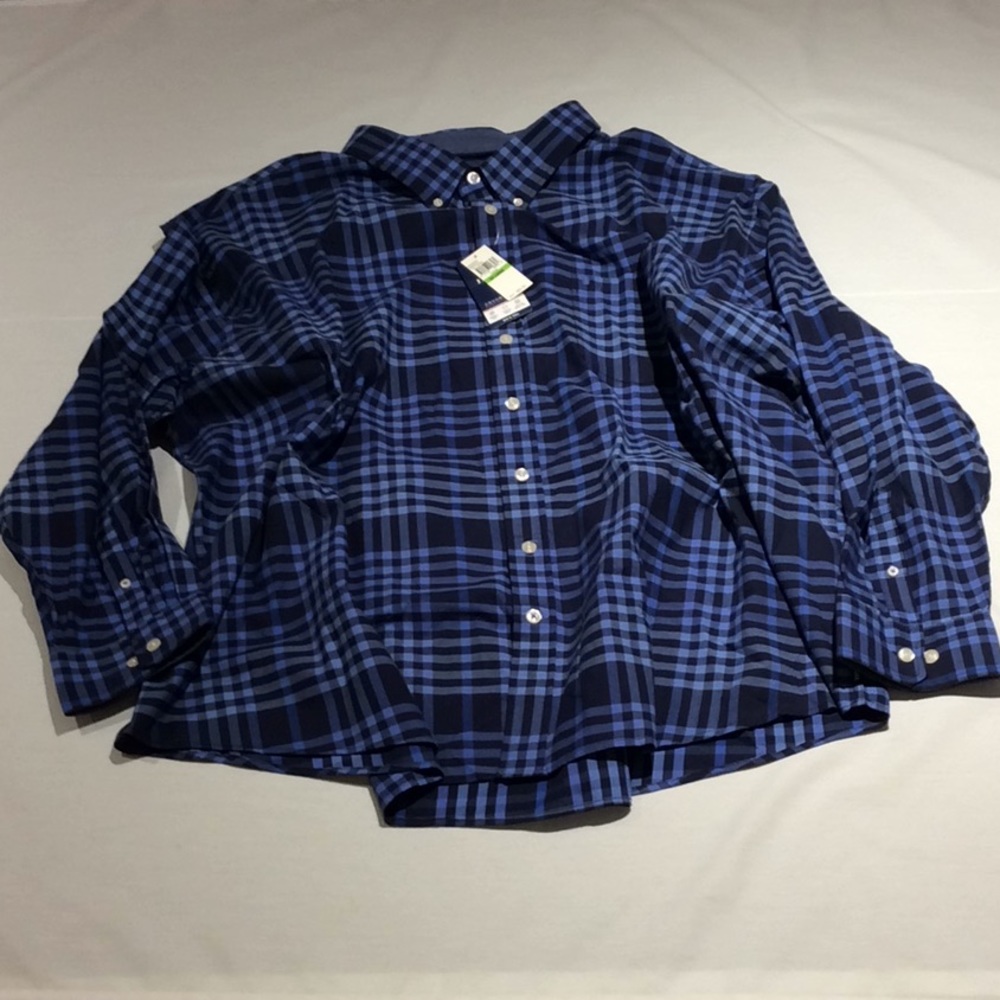 Izod Men’s Blue Plaid Long Sleeve Shirt Size 5XTG